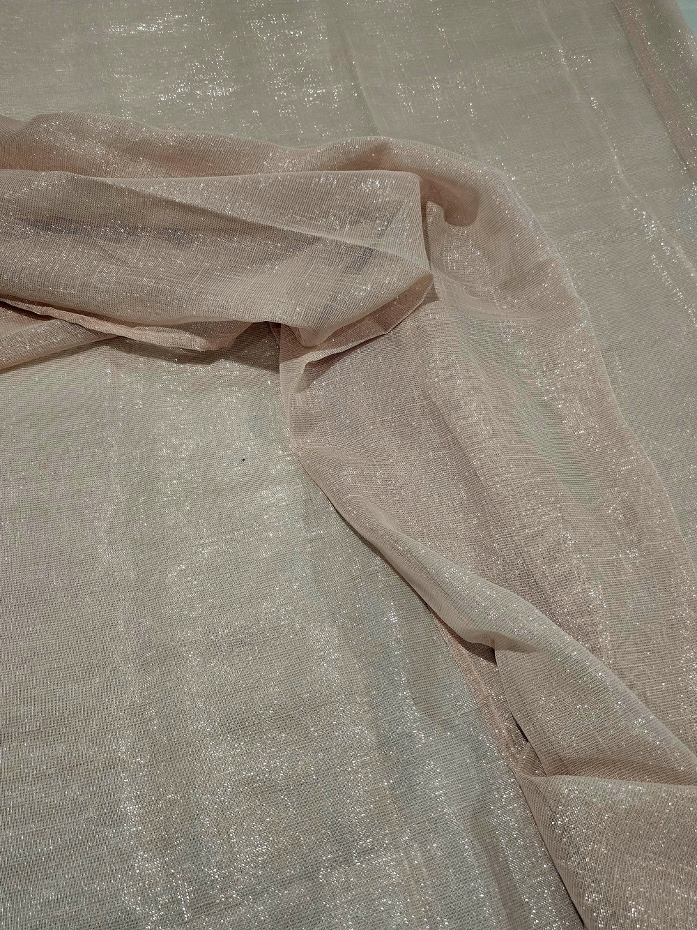 Sheer Metallic Curtain Panel in Blush